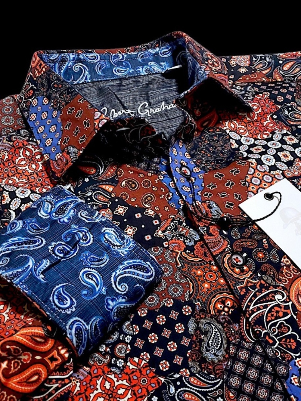 NEW Robert Graham Patchwork Boho $238 Small Classic Fit Sport Shirt